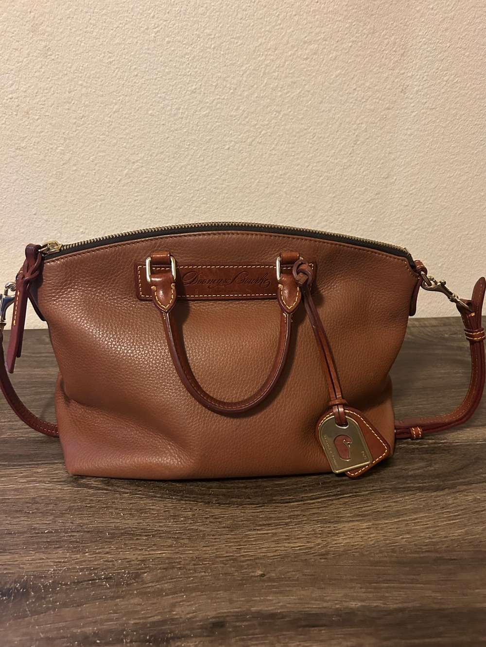 Dooney & Bourke Light Brown Vachetta Leather Satchel 2 Way Bag